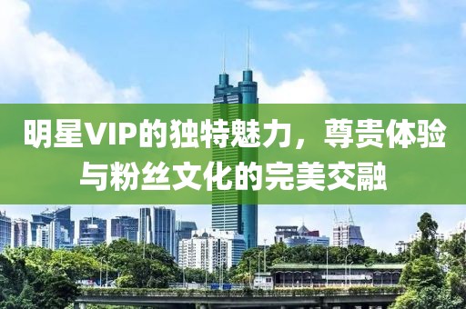 明星VIP的独特魅力，尊贵体验与粉丝文化的完美交融