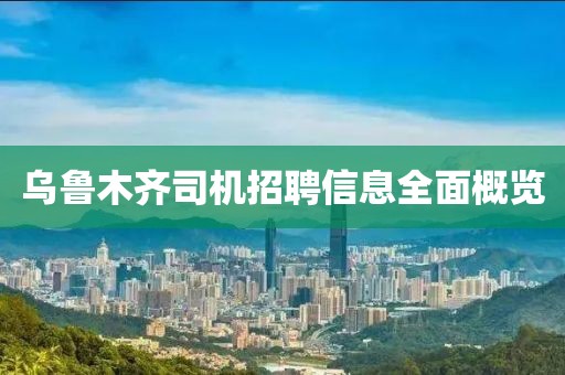 乌鲁木齐司机招聘信息全面概览
