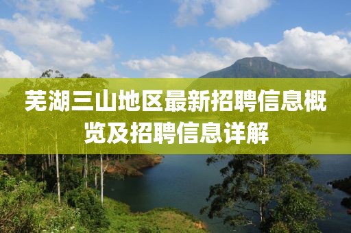芜湖三山地区最新招聘信息概览及招聘信息详解