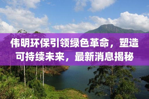 伟明环保引领绿色革命，塑造可持续未来，最新消息揭秘