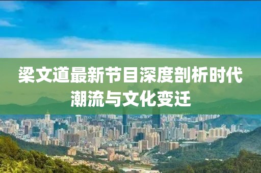 梁文道最新节目深度剖析时代潮流与文化变迁