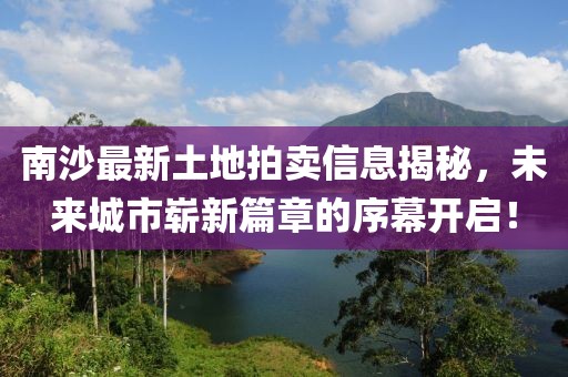 南沙最新土地拍卖信息揭秘，未来城市崭新篇章的序幕开启！