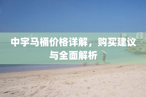 中宇马桶价格详解，购买建议与全面解析