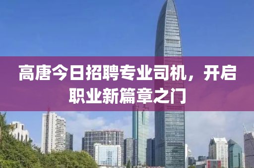 高唐今日招聘专业司机，开启职业新篇章之门