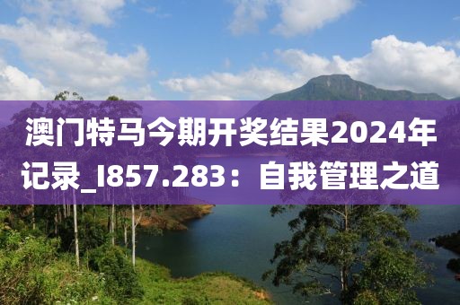 澳门特马今期开奖结果2024年记录_I857.283：自我管理之道