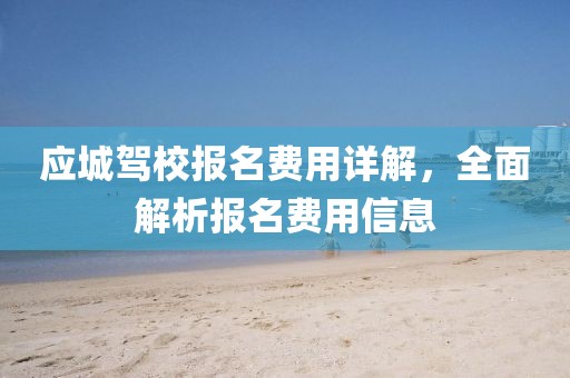 应城驾校报名费用详解，全面解析报名费用信息