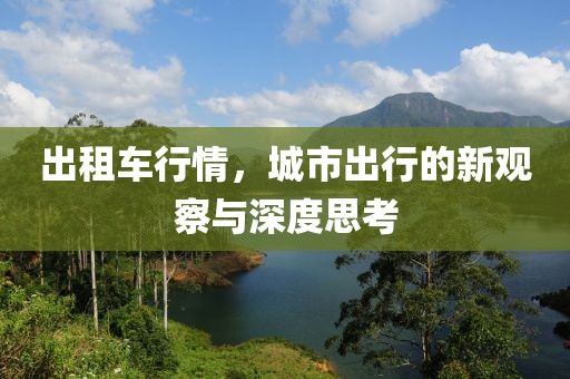 出租车行情，城市出行的新观察与深度思考
