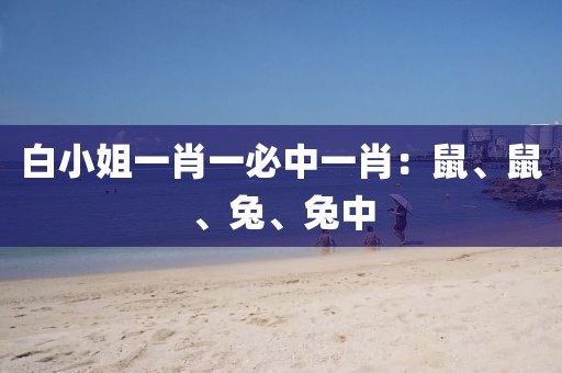 白小姐一肖一必中一肖：鼠、鼠、兔、兔中