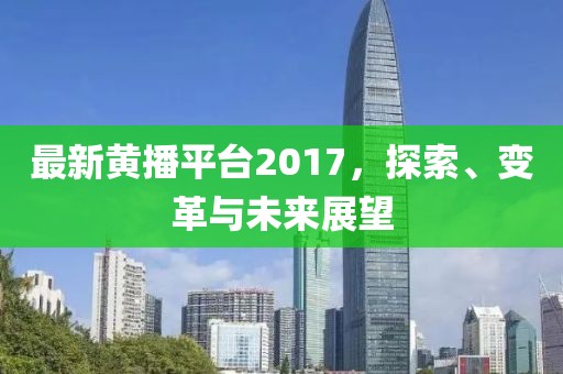 最新黄播平台2017，探索、变革与未来展望
