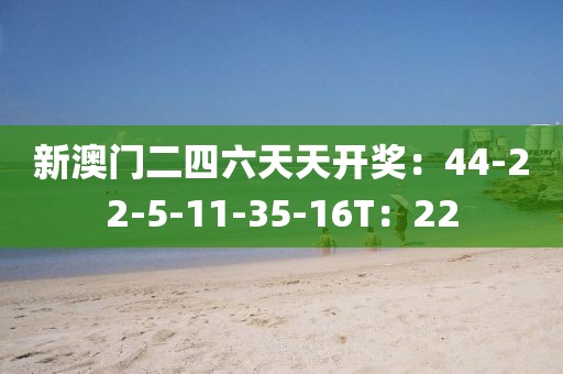 新澳门二四六天天开奖：44-22-5-11-35-16T：22