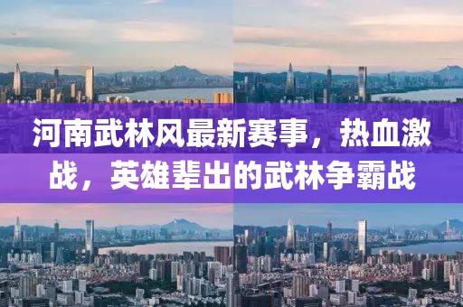 河南武林风最新赛事，热血激战，英雄辈出的武林争霸战