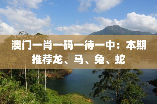 澳门一肖一码一待一中：本期推荐龙、马、兔、蛇