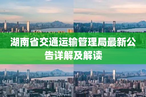 湖南省交通运输管理局最新公告详解及解读