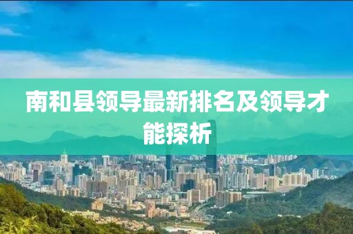南和县领导最新排名及领导才能探析