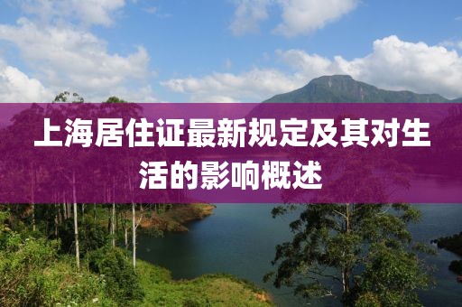 上海居住证最新规定及其对生活的影响概述