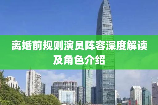离婚前规则演员阵容深度解读及角色介绍