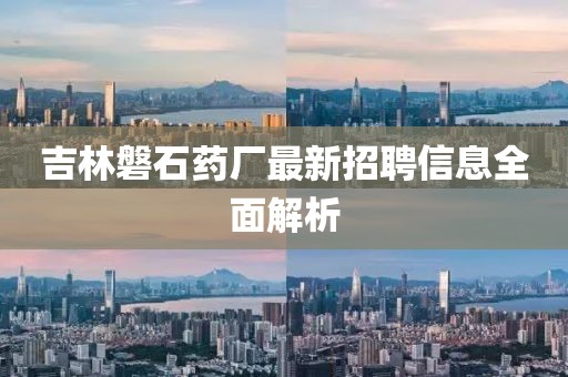 吉林磐石药厂最新招聘信息全面解析