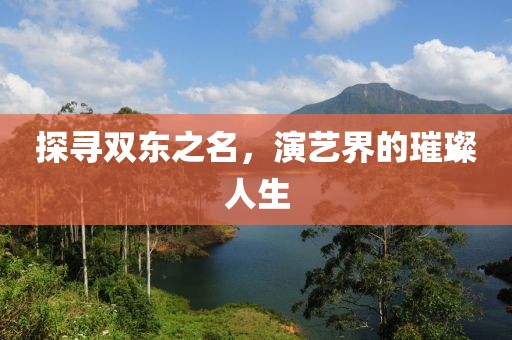 探寻双东之名，演艺界的璀璨人生