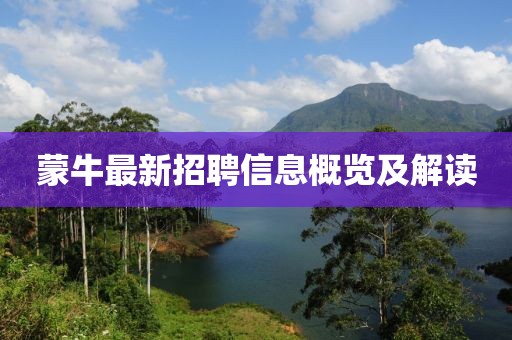 蒙牛最新招聘信息概览及解读