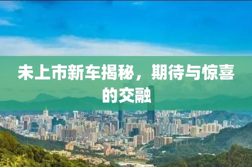 未上市新车揭秘，期待与惊喜的交融