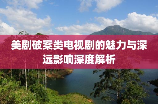 美剧破案类电视剧的魅力与深远影响深度解析
