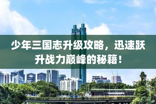 少年三国志升级攻略,迅速跃升战力巅峰的秘籍!