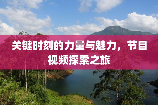 关键时刻的力量与魅力，节目视频探索之旅