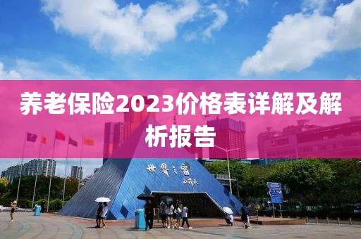 养老保险2023价格表详解及解析报告